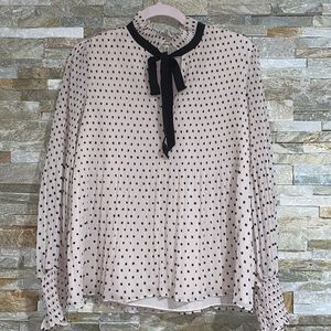 Pink with Black Polka Dots Long Sleeve Blouse